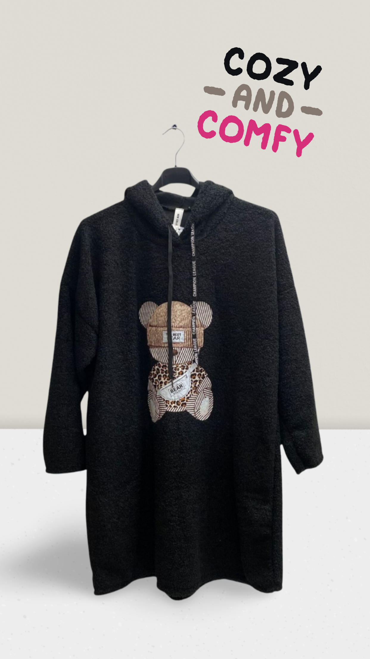 Kapuzenkleid mit Teddybär-Print