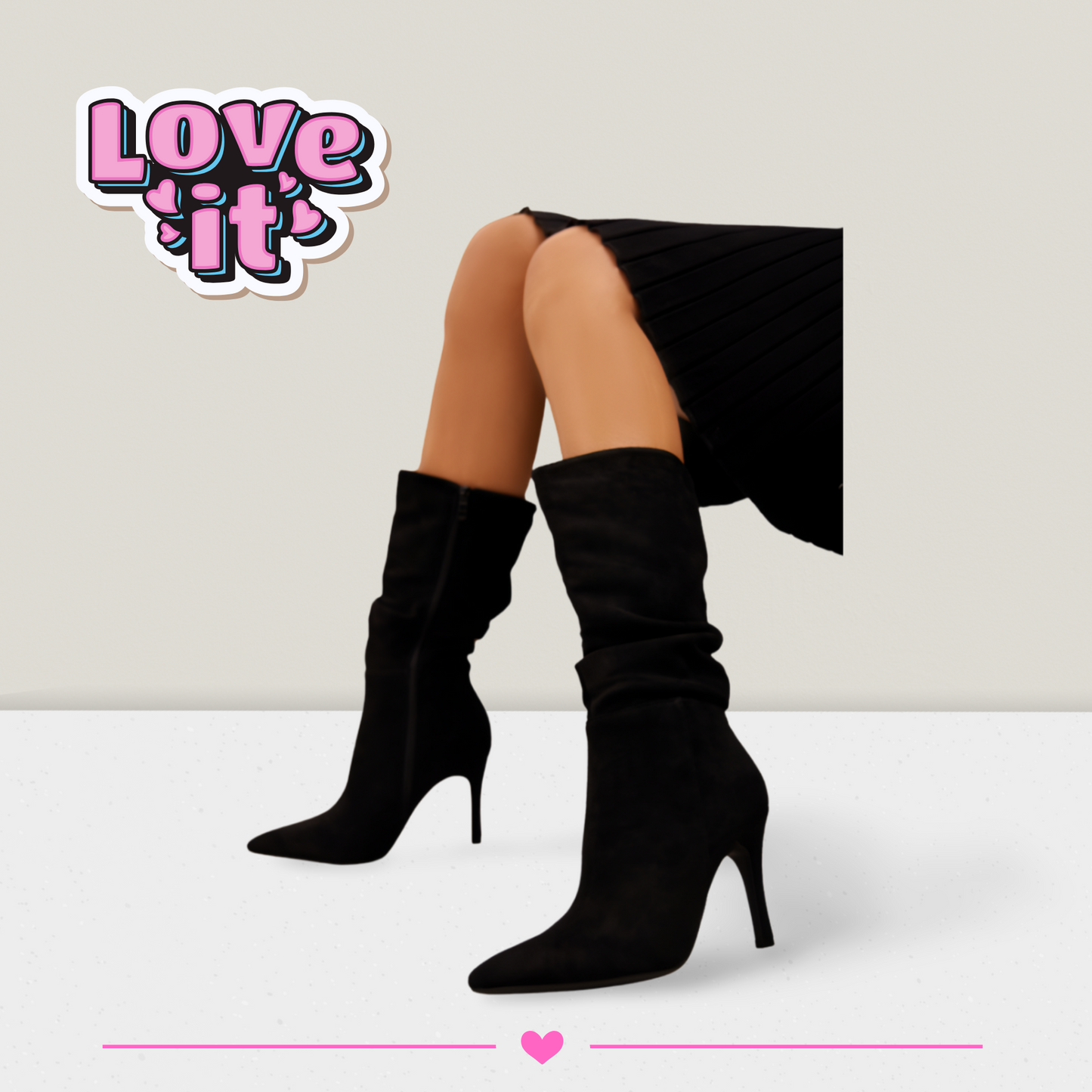 Stiletto-Stiefel in Wildlederoptik