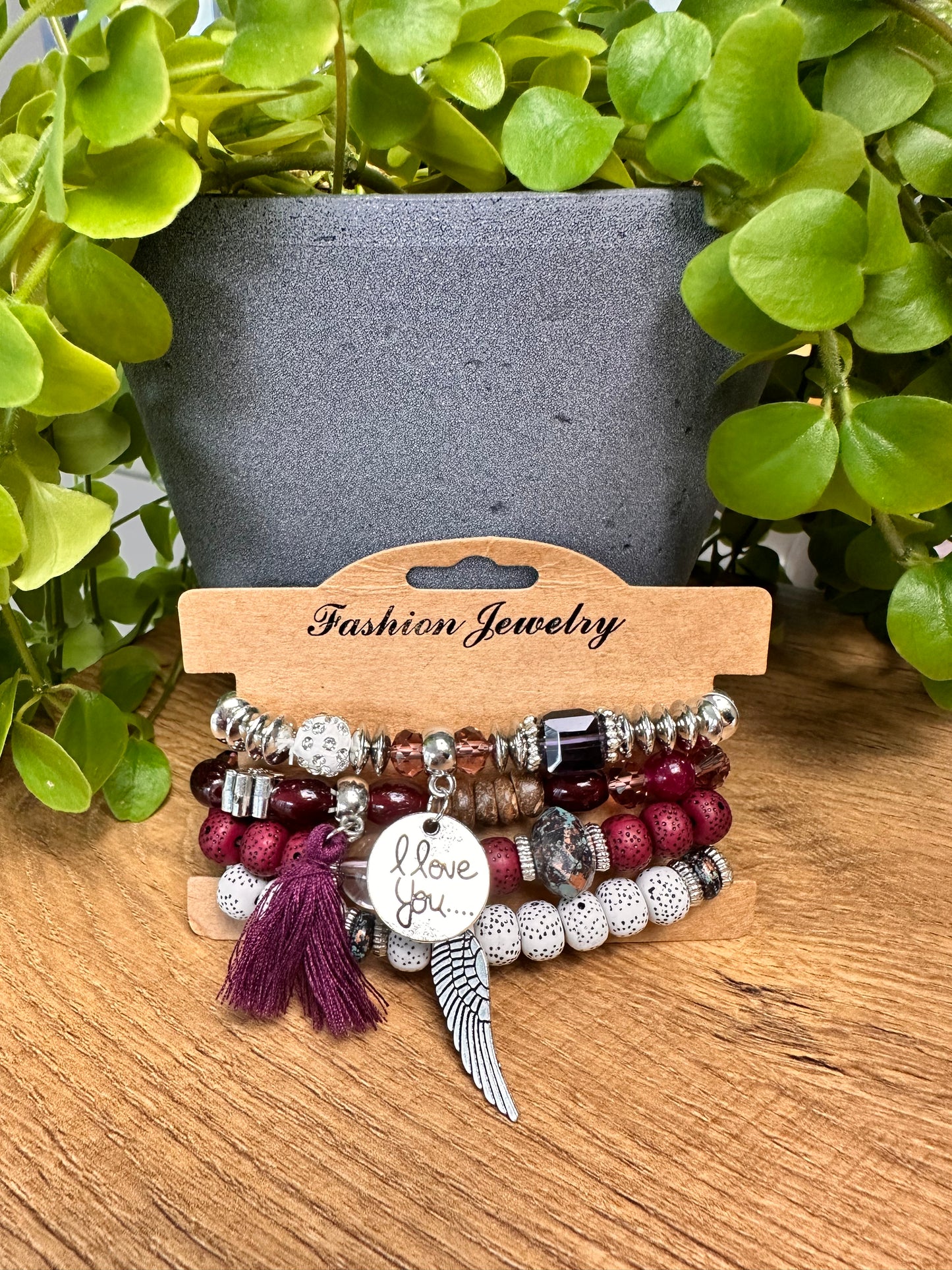 Boho-Perlenarmband-Set mit Charms - in 2 Varianten