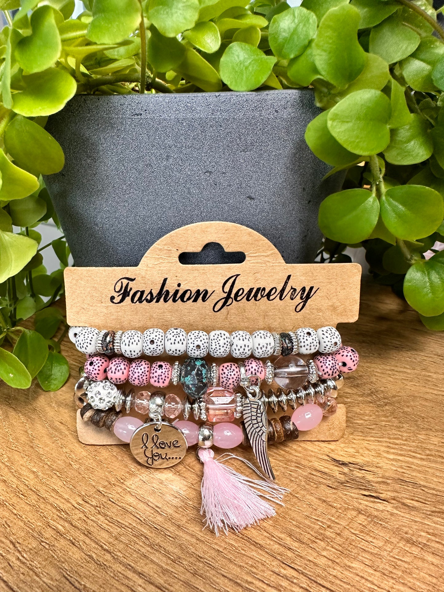 Boho-Perlenarmband-Set mit Charms - in 2 Varianten