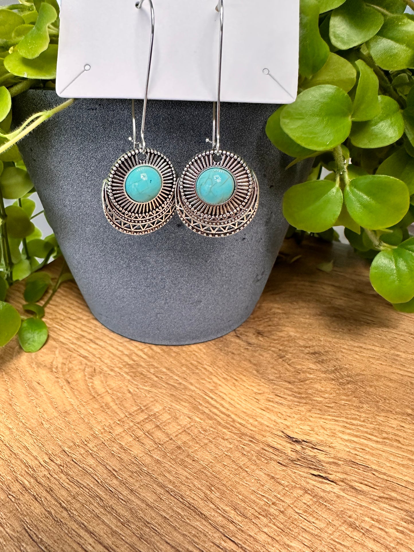 Boho Vintage Ohrringe mit Türkisstein – Ethno-Design 🌿