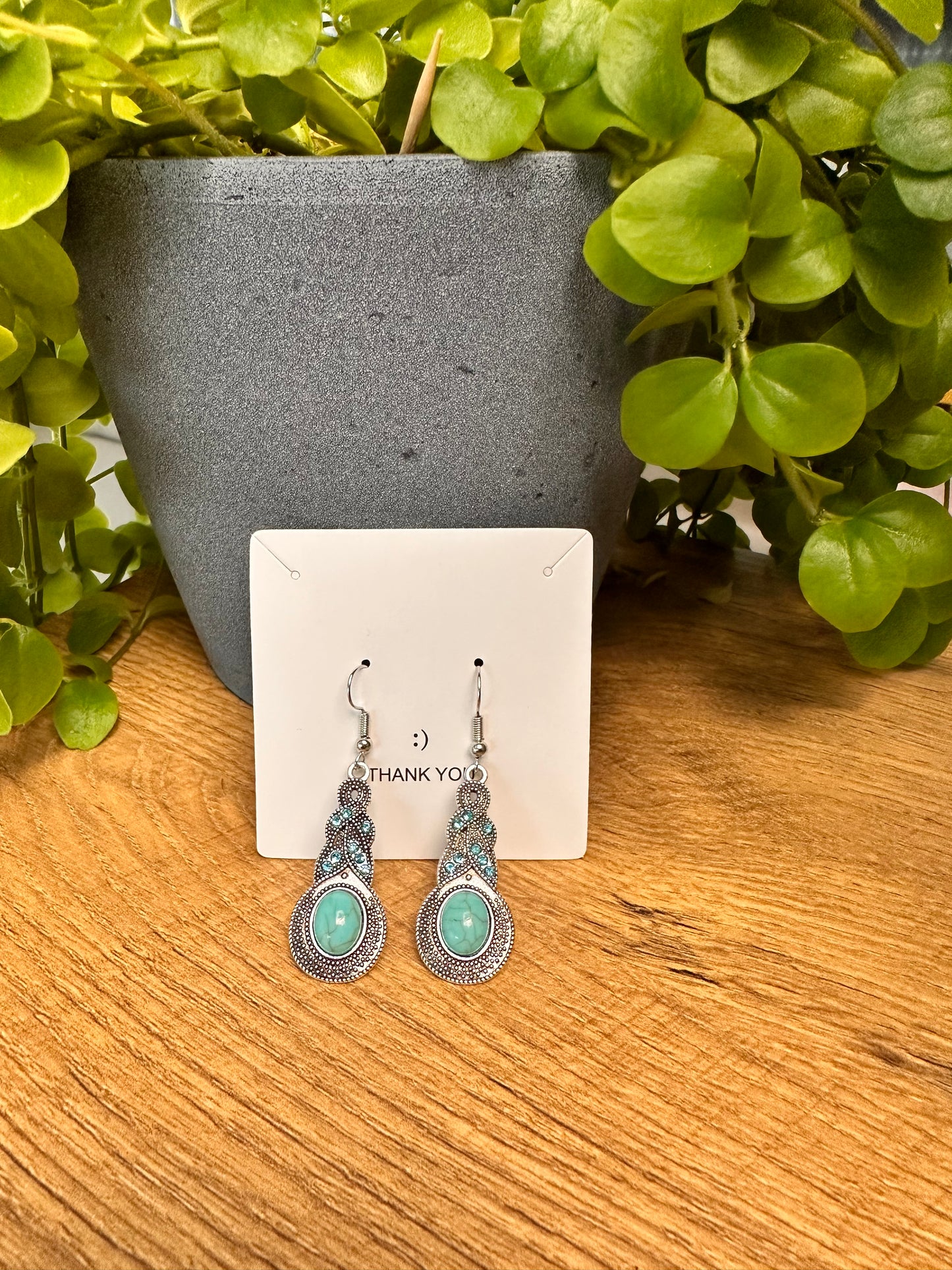 Boho Vintage Ohrringe mit Türkisstein ✨