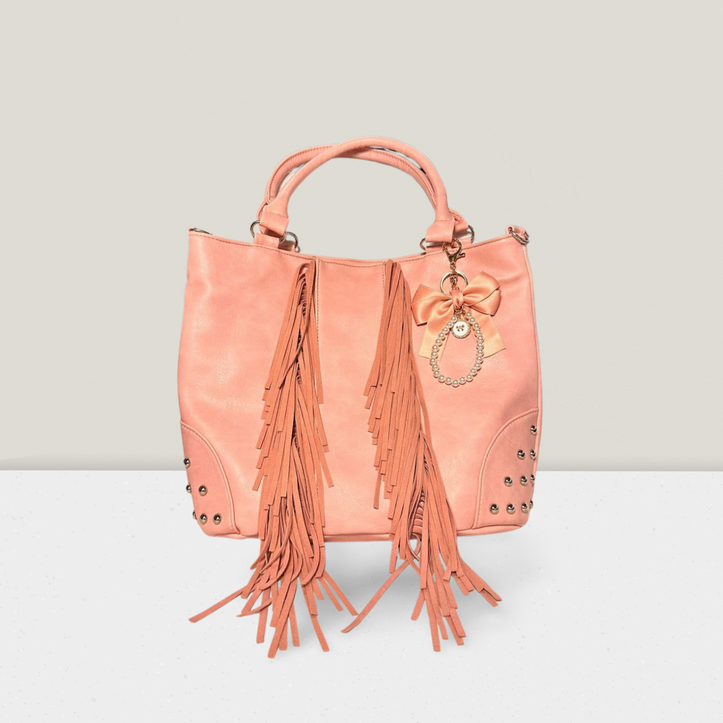 Stylische Boho-Tasche in Schwarz und Rosa