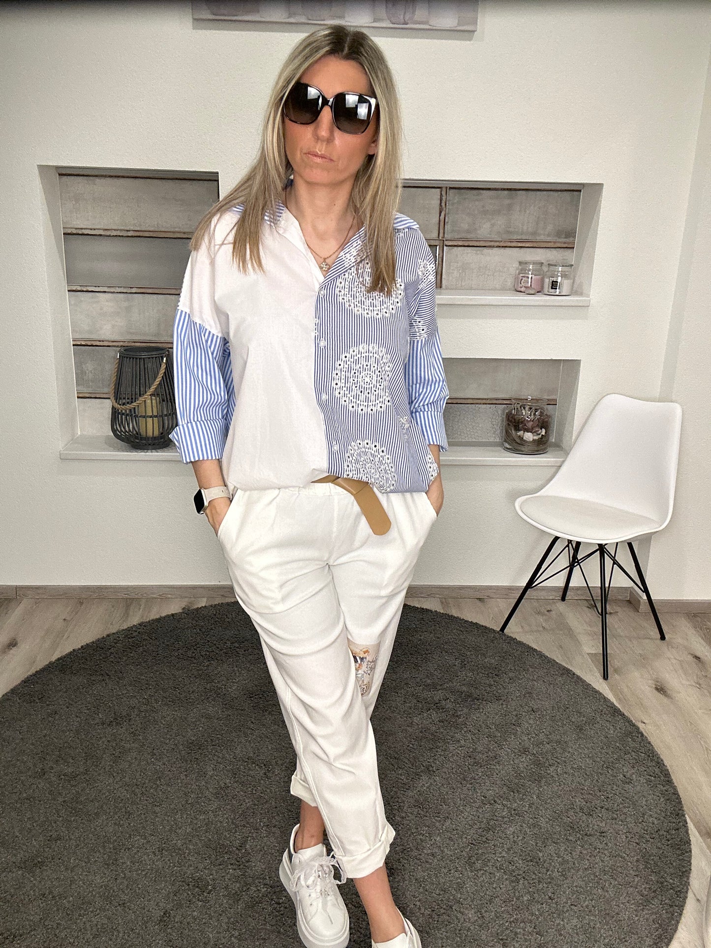 Streifenliebe mit Twist – Bluse im Mustermix! 💙🌀