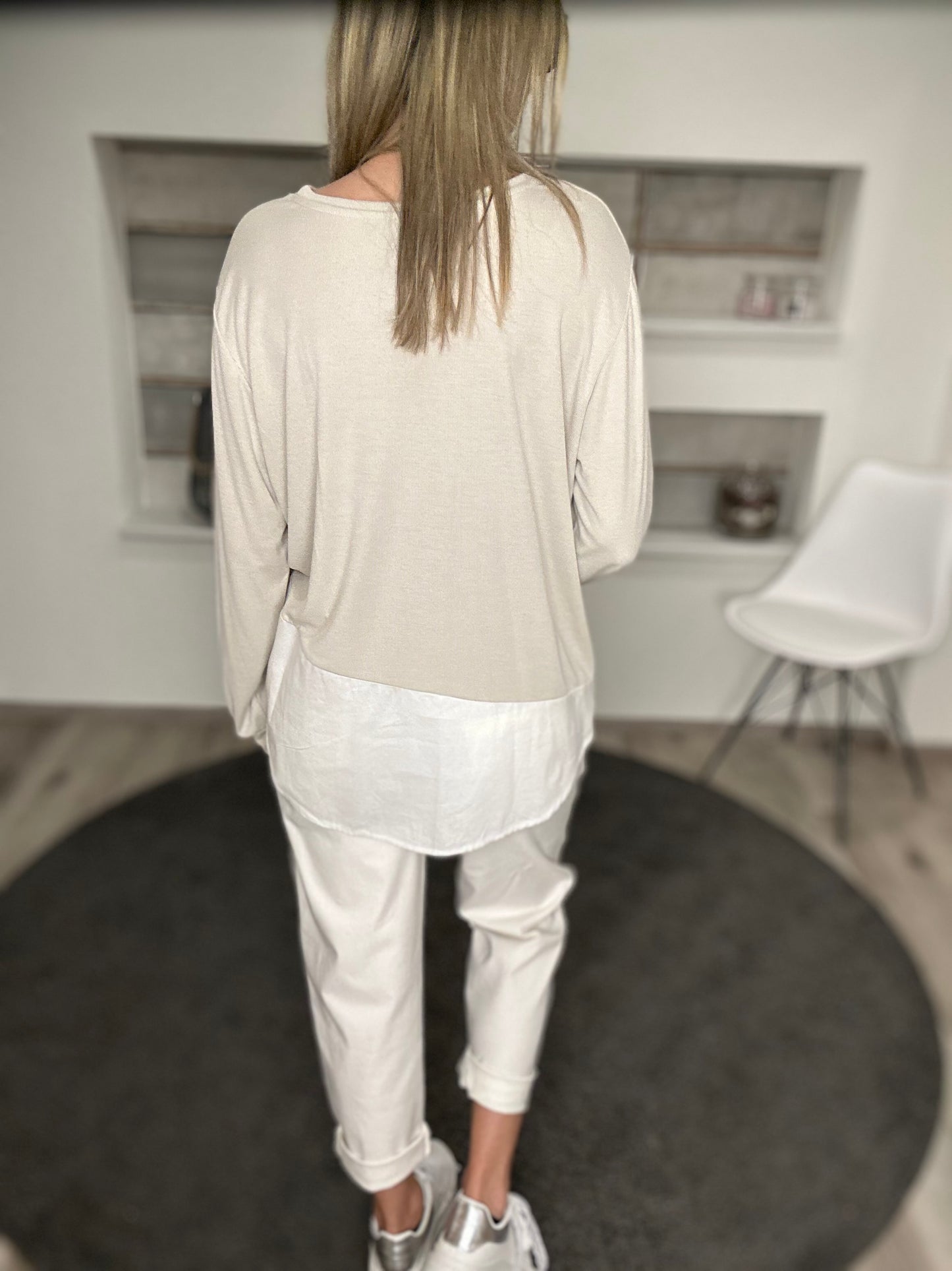 Langarmshirt mit Blusendetails und Bären-Print