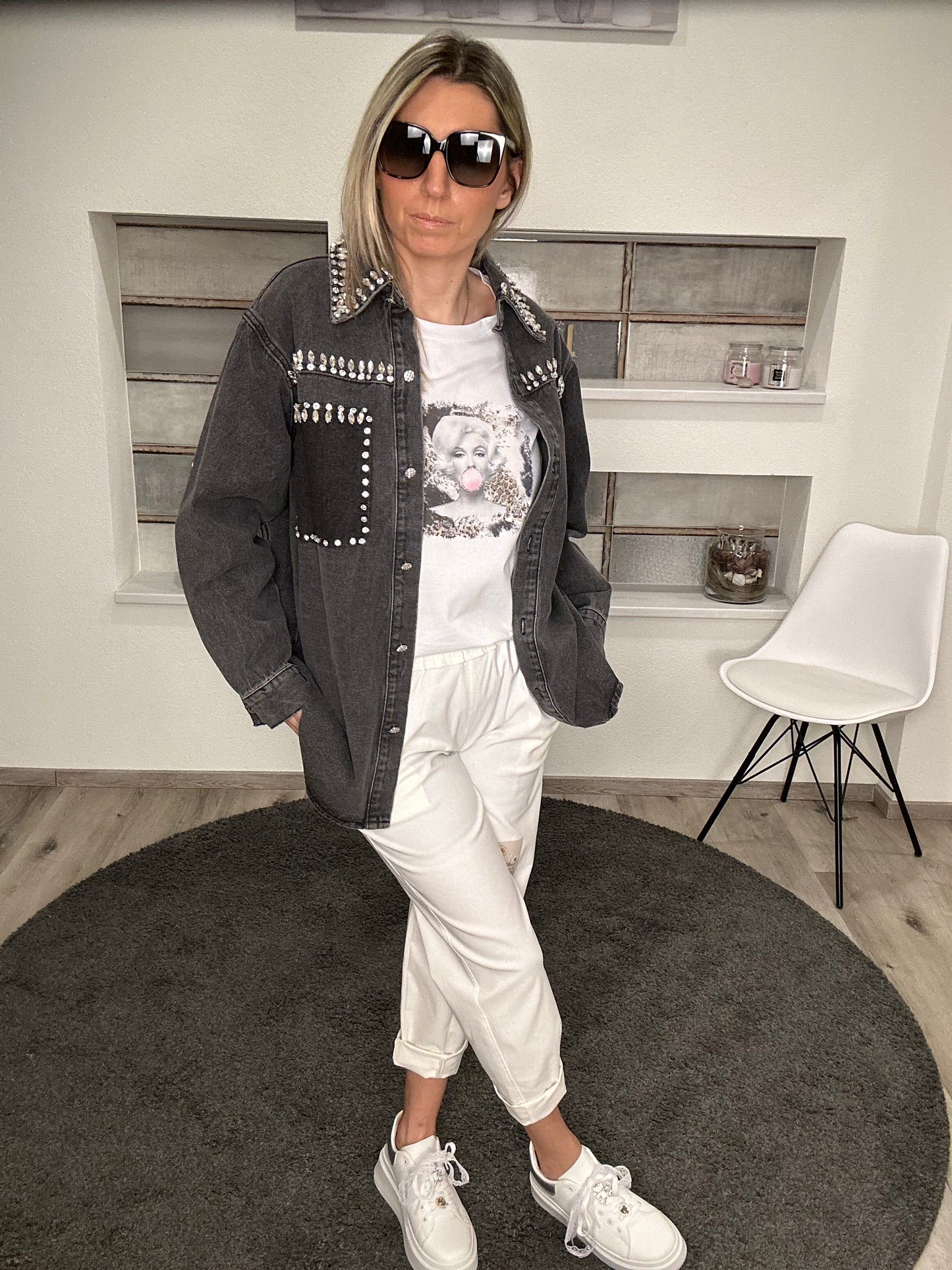Strass-Jeansbluse– Glamour Denim