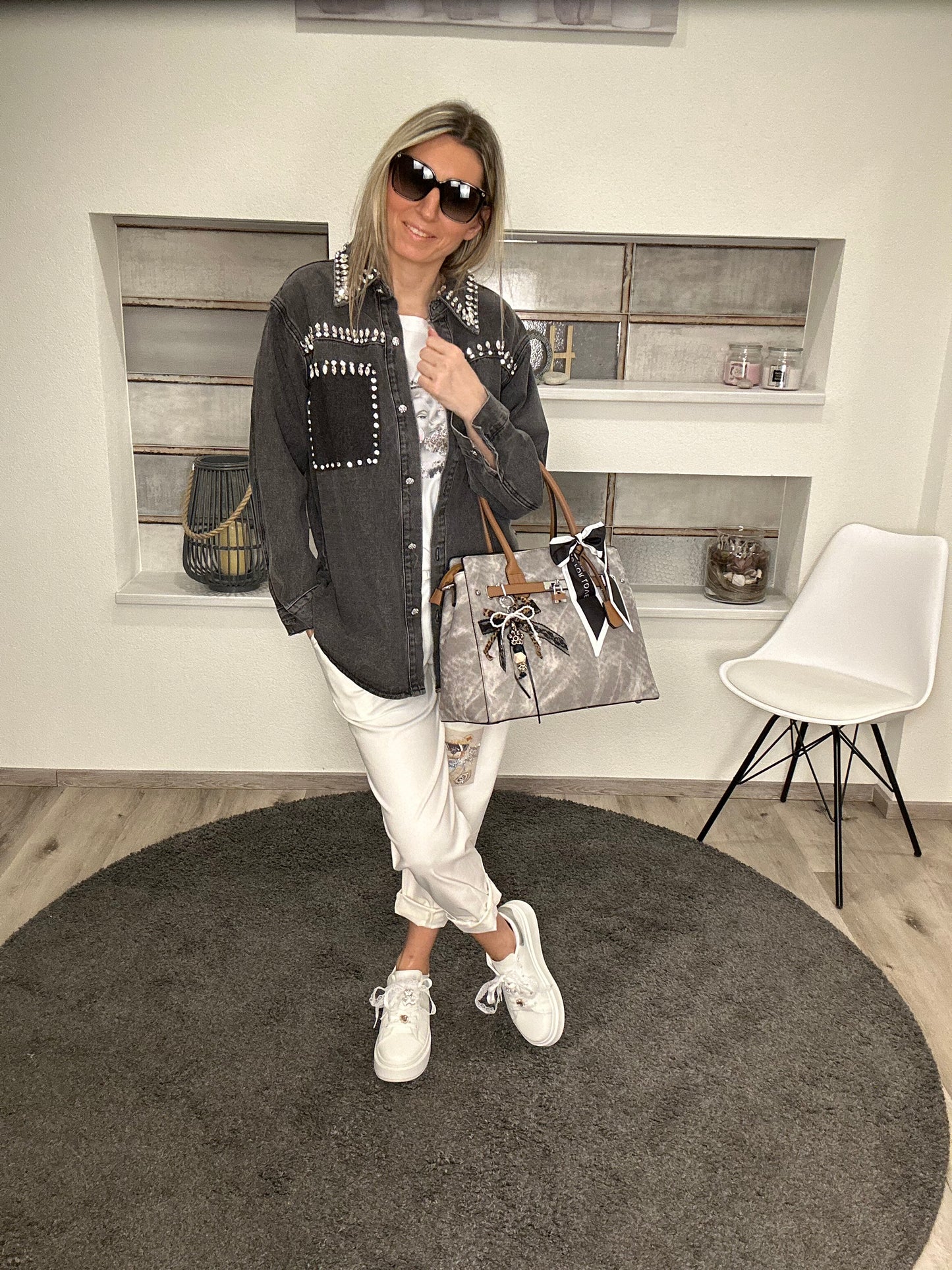 Strass-Jeansbluse– Glamour Denim