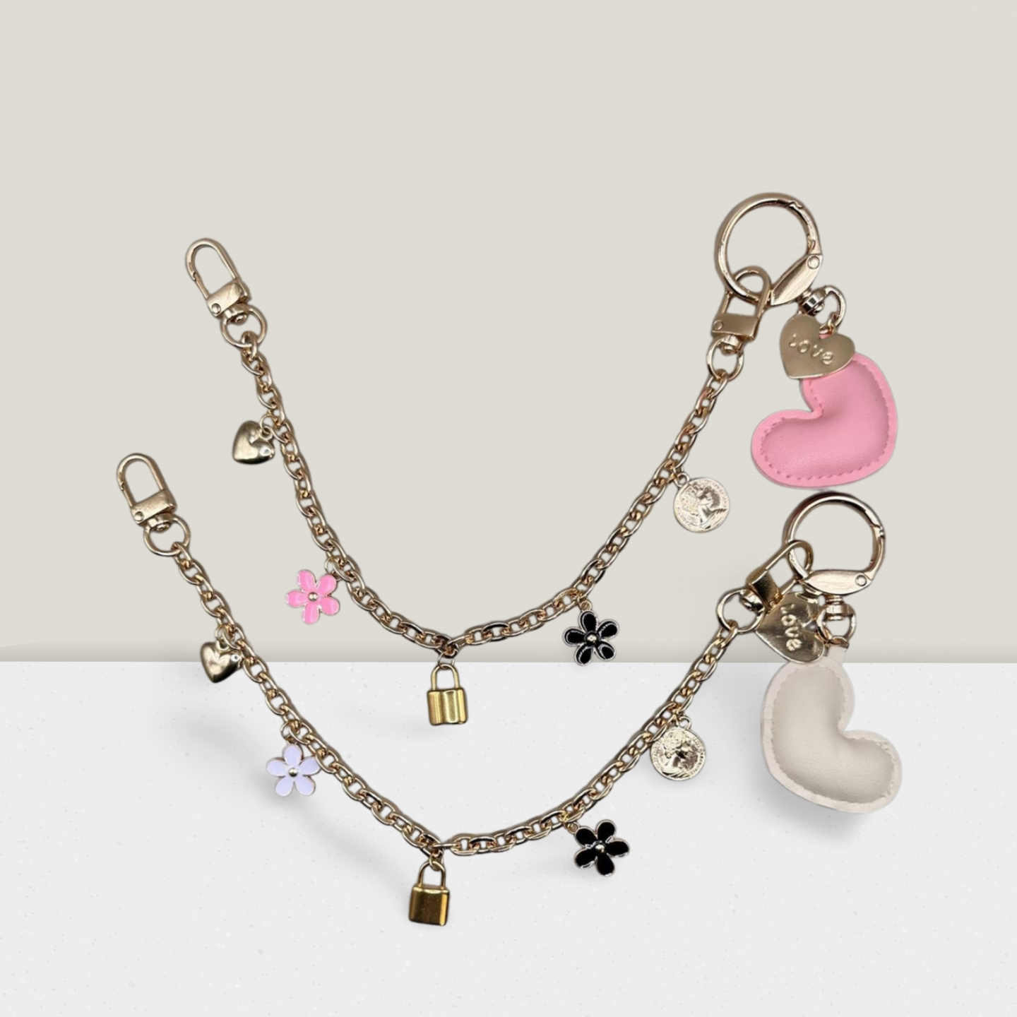 💫 Charm Me Chain – Taschen- & Gürtelkette mit Herz & Flower Power 🌸🔐